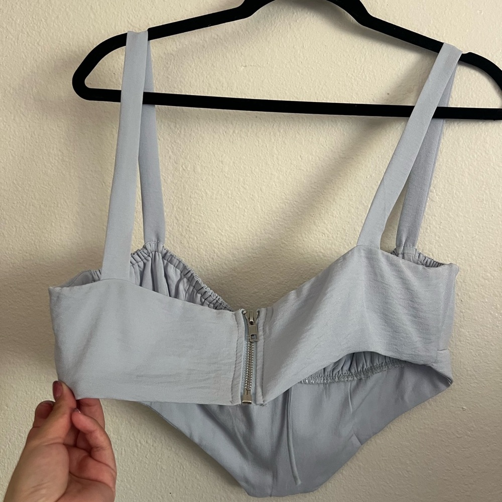 Princess Polly Light Blue Crop Top - Picture 3 of 5